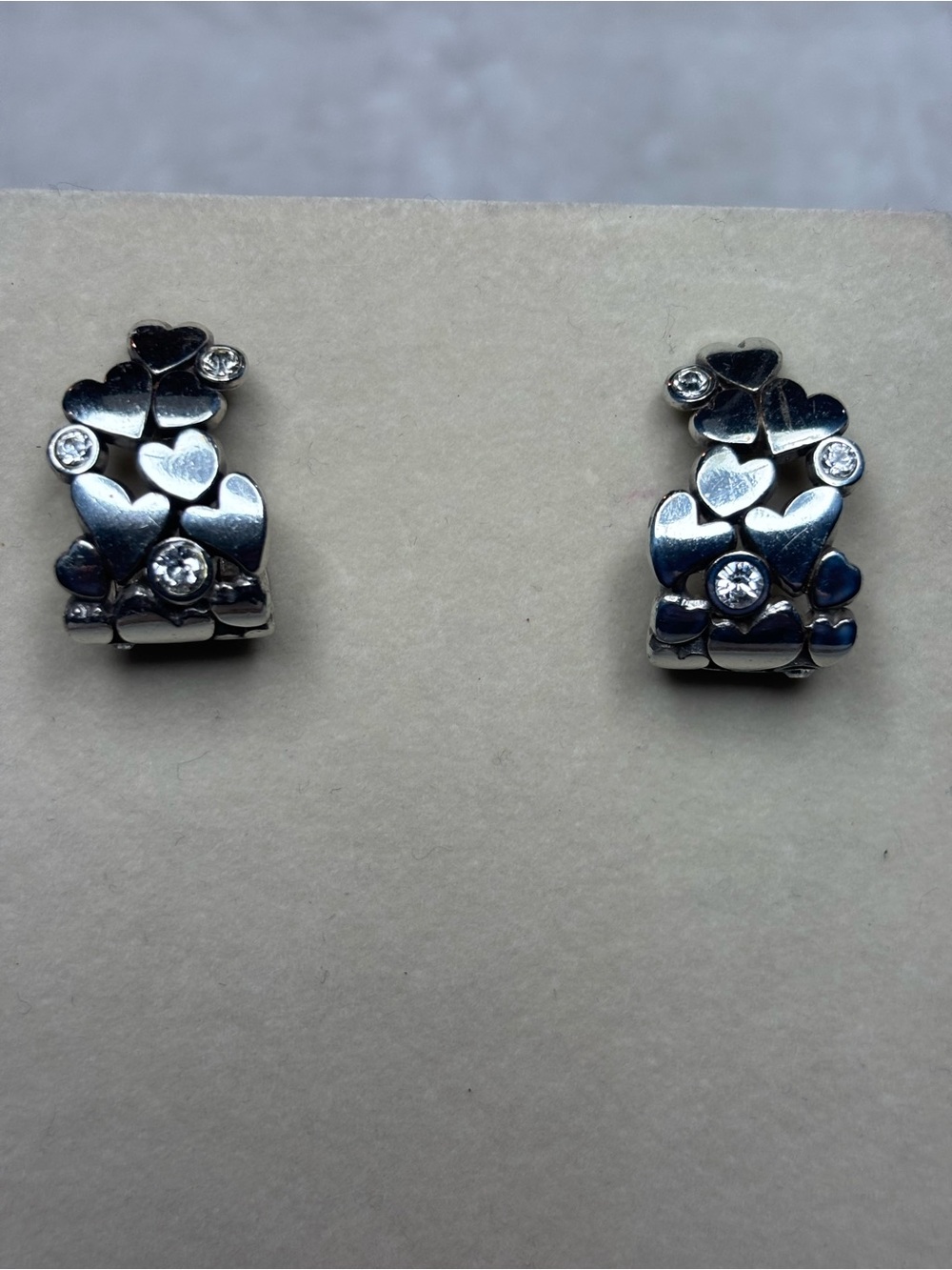 Vintage Brighton Le Beau Heart silver hoop Earrings pierced butterfly backs
